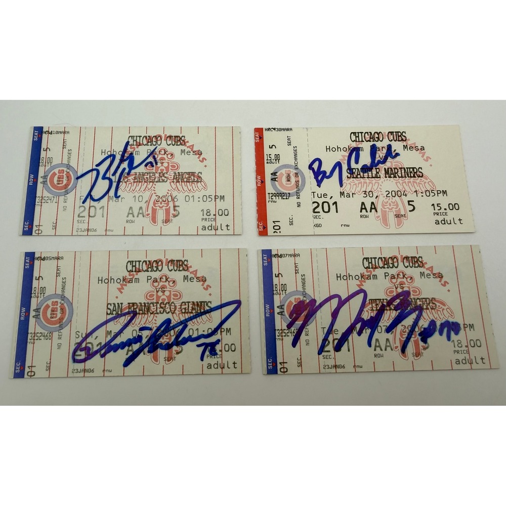 Lot 4 Signed Chicago Cubs Spring Training Ticket Stubs Coats Anderson Cosme Ryu